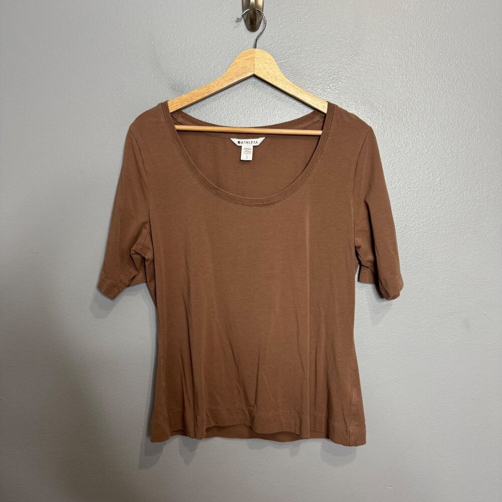 ATHLETA outbound scoop tee in rustic beige size L - Picture 2 of 7